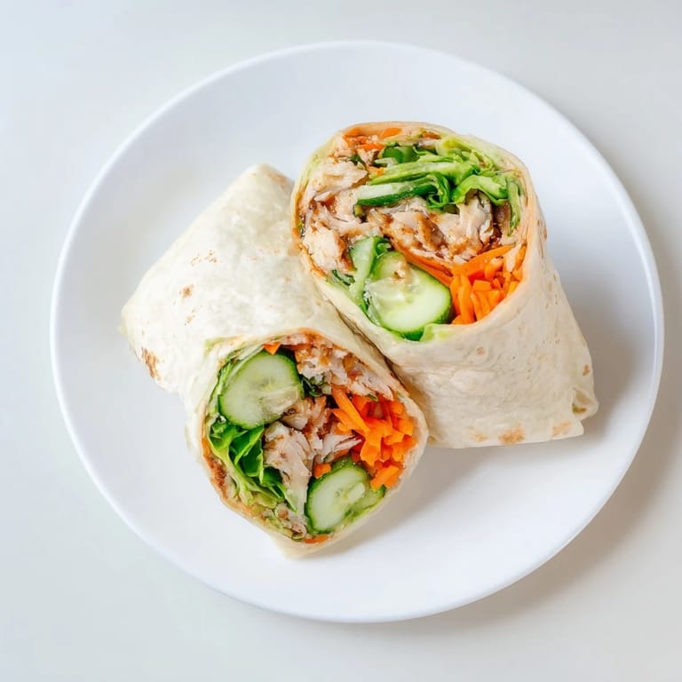 Golden-brown chicken tossed in sweet honey chili crisp sauce, layered with fresh lettuce and cucumber in a warm flour tortilla.