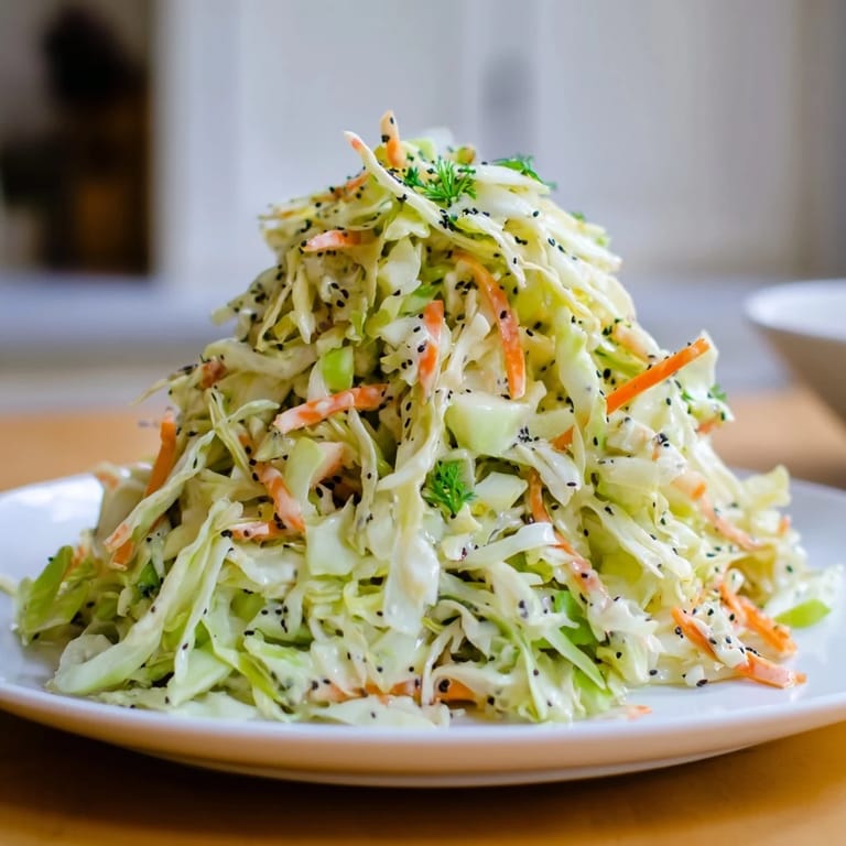 Tangy Green Cabbage and Apple Slaw with fresh parsley and green onions, ready to accompany grilled meats or sandwiches.