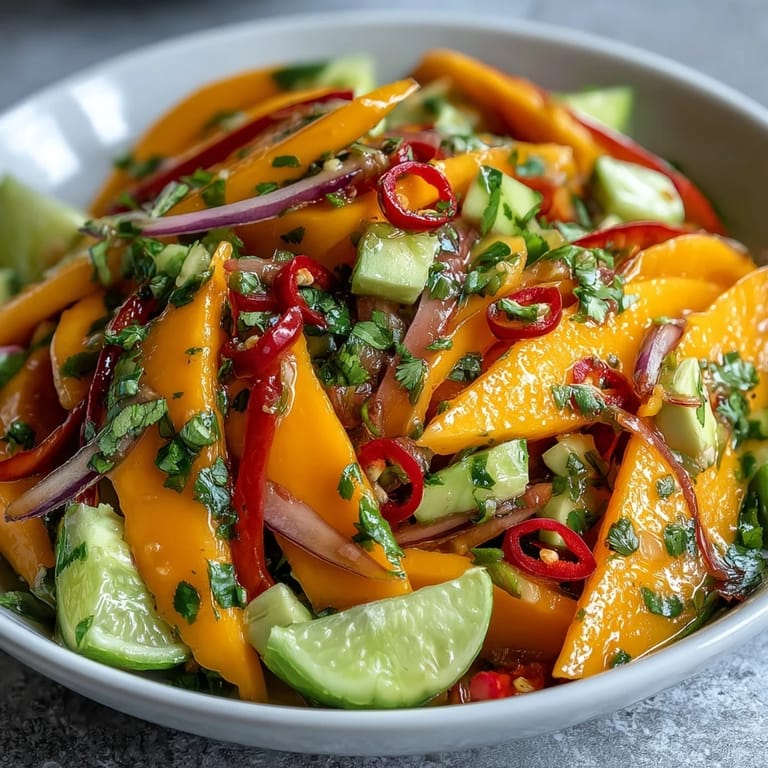 Serve this Refreshing Mango Salad with Lime Dressing alongside grilled fish or chicken for a quick summer lunch.