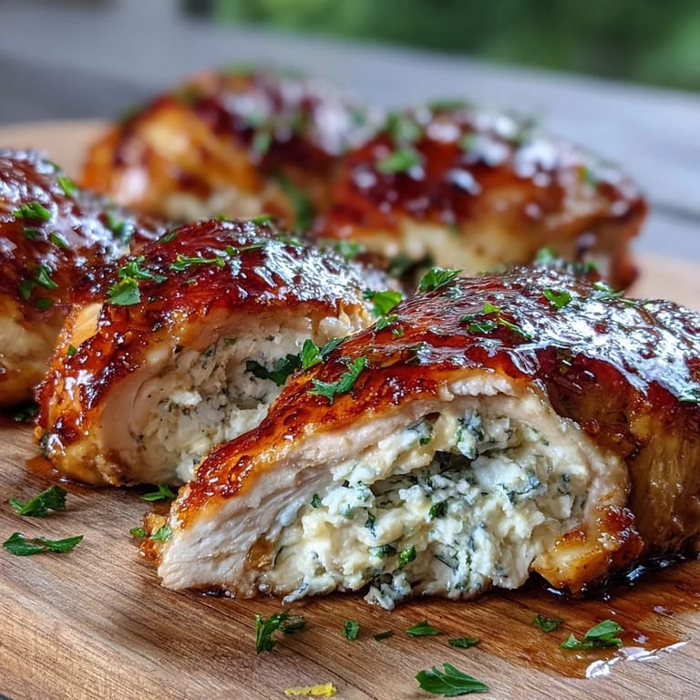 Oven-baked Hot Honey Ricotta Stuffed Chicken with melty ricotta filling and a glossy, sweet-spicy glaze.