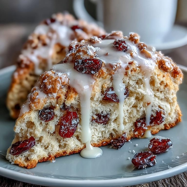 Fragrant scones featuring candied orange peel and dried cranberries, golden-baked and ready for your Valentine's breakfast table.