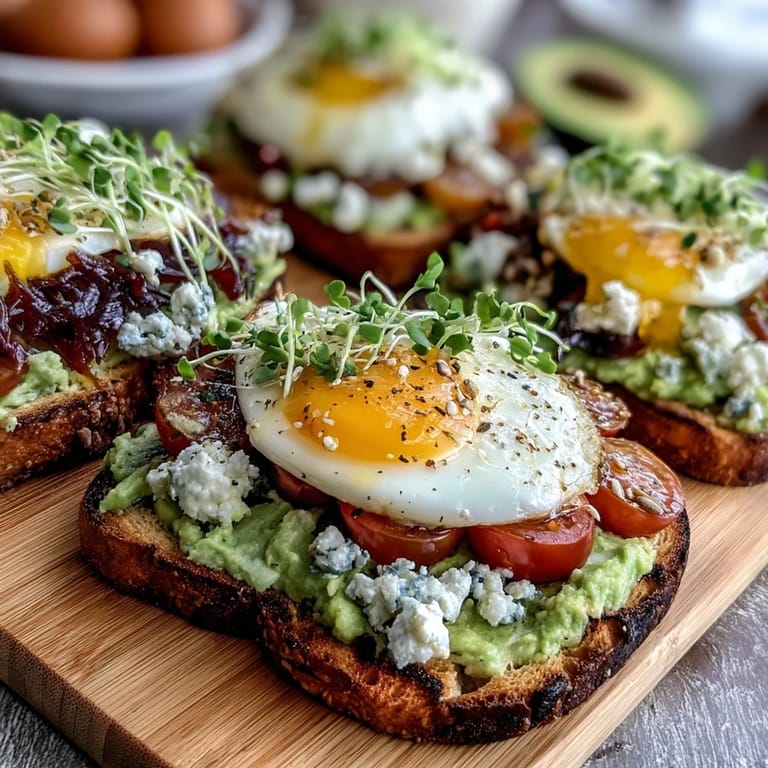 Customizable avocado toast board with feta, eggs, and pumpkin seeds, perfect for spring entertaining or weekend breakfast.