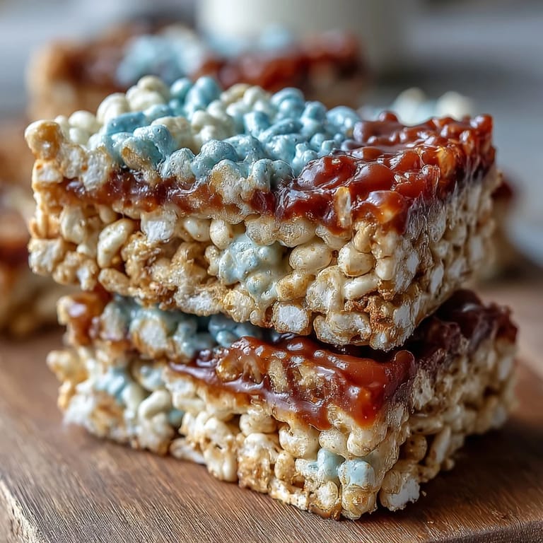 Festive Rice Krispies treats with red, white, and blue coloring, topped with sprinkles for a patriotic holiday treat.