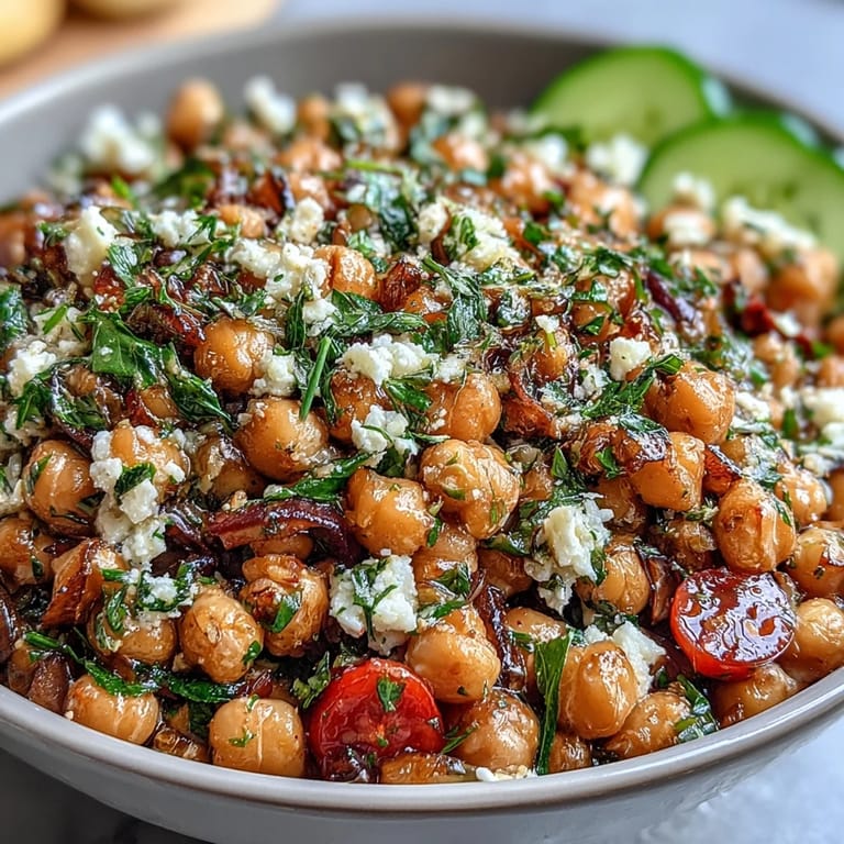 Refreshing Mediterranean chickpea salad, perfect for a light summer meal.