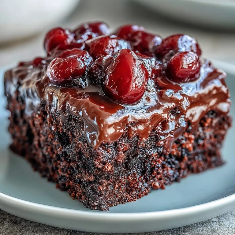 Enjoy this retro Cherry Cola Chocolate Poke Cake, a sweet treat.