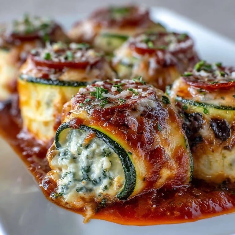 Appetizer Zucchini Pizza Roll-Ups showcasing vibrant Italian flavors, baked to perfection.