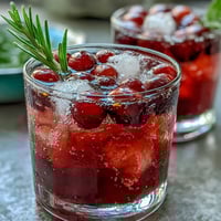 Sparkling cranberry and orange mocktail with rosemary, perfect for holiday gatherings and brunch menus.  