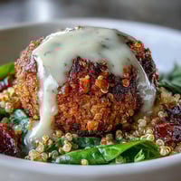 Spring Buddha Bowl with roasted asparagus, radishes, and falafel in a zesty lemon-tahini dressing.