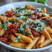 Velvety creamy tomato basil pasta dish with fresh basil garnish, ready to serve.